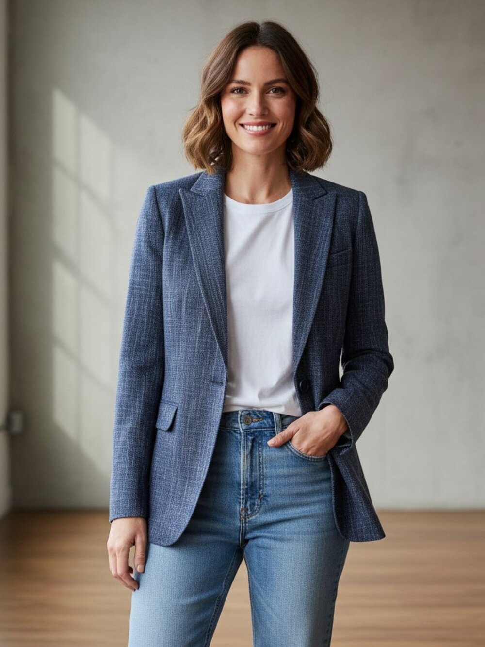 Max Studio One Button Blazer NWT Blue Medium Tailored Career Jacket